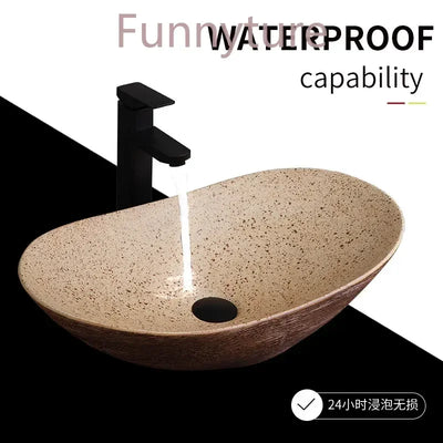 Medieval style platform basin ceramic art bathroom washing creative washbasin household washsink single