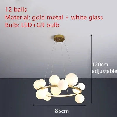 Modern Clear Glass Bubble LED Ceiling Chandelier Hall Restaurant Bedroom Pendant Lights Lighting Fixtures Hanging Lamp Loft Deco