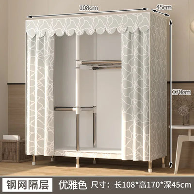 Simple Steel Frame Wardrobe  Easy Assembly, NonWoven Fabric Closet, Durable Storage Solution, Bedroom Organization