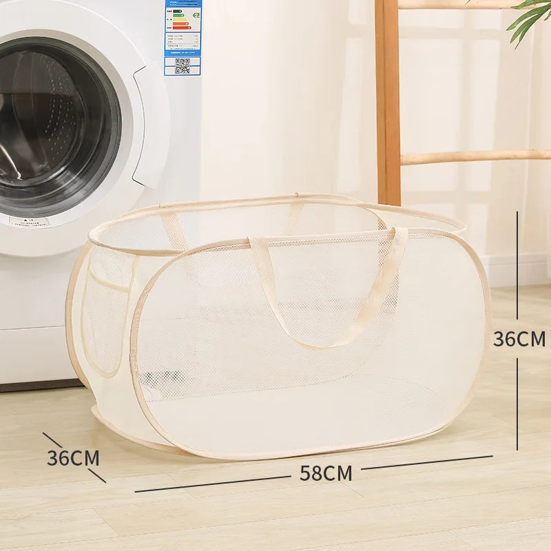 Horizontal Foldable Laundry Basket Mesh Cloth Breathable Laundrys Hamper Large Capacity Storage Baskets Home Accessories