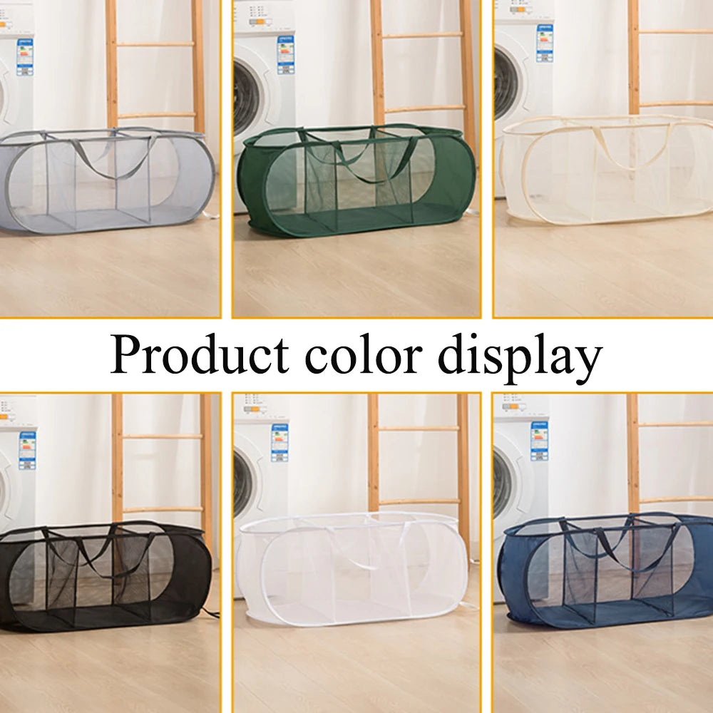 Laundry Baskets 1/2/3 Compartments Collapsible Mesh Laundry Baskets Portable Dirty Clothes Storage Basket For Home Pantry