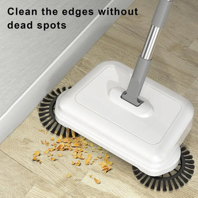 Quiet Hand Sweeper Compact Hand-push Sweeper Set for Home Office 360-degree Cleaner with Adjustable Mop Brush Wet for Apartments