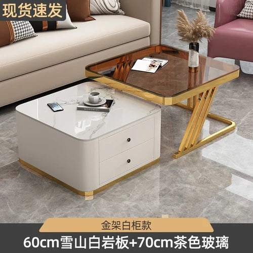 Gold Luxury Nordic Coffee Tables Living Room Square Modern Coffee Tables Storage Design Mesa De Centro De Sala Home Furniture