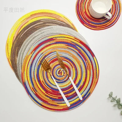 Round Braided Placemat Washable Round Placemats for Kitchen Table Round Table Mats for Party BBQ Christmas Everyday Use