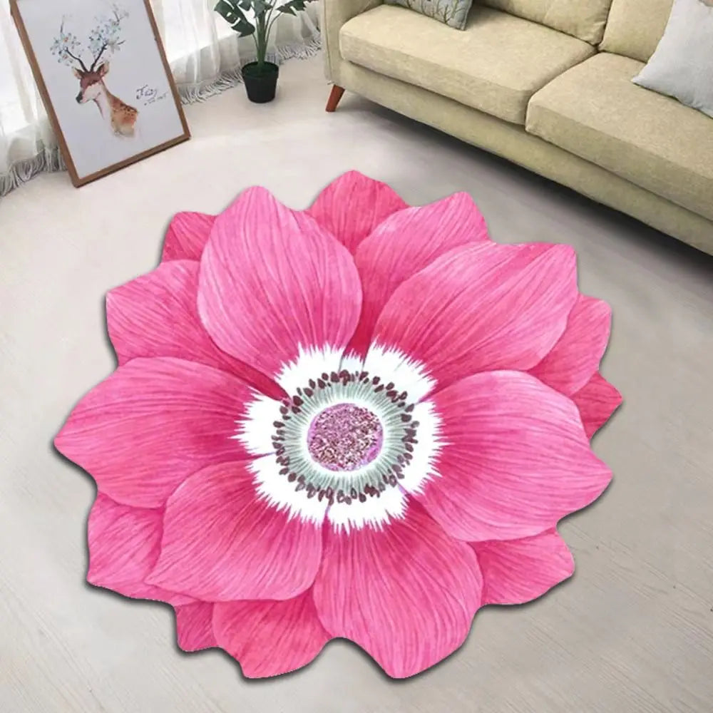 Peony Special-shaped Lotus Floor Mat Flower Carpet Magnolia Door Gasket Living Room Tea Table Bedside 60x60cm