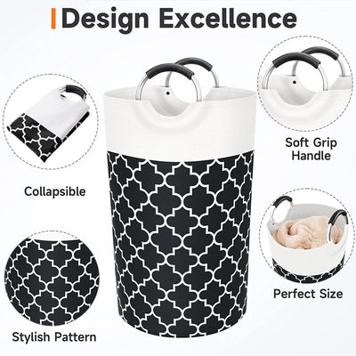 82L Large Clothes Basket Collapsible Tall with Handles Waterproof Laundry Storage for Flats Dormitory Family