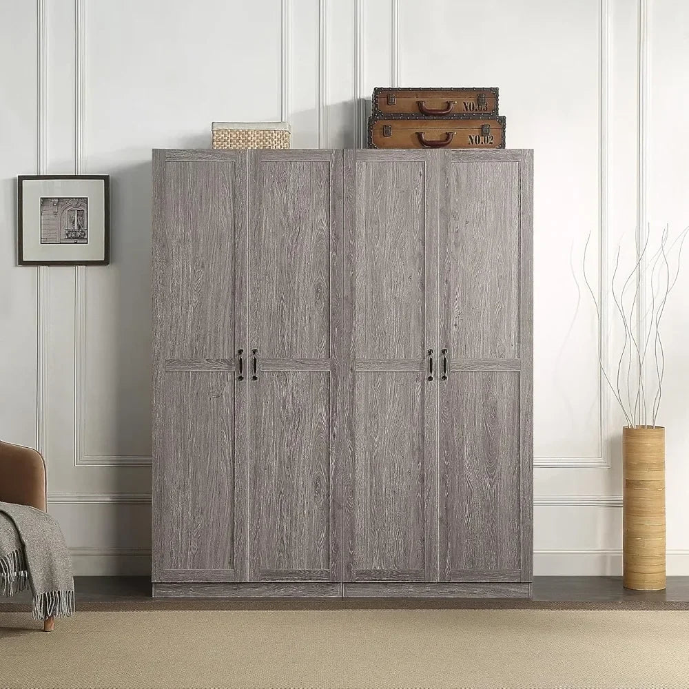 Hopkins Modern Freestanding Locker with 7 Adjustable Shelves and Soft-Close Doors, Bedroom Multifunctional Wardrobe