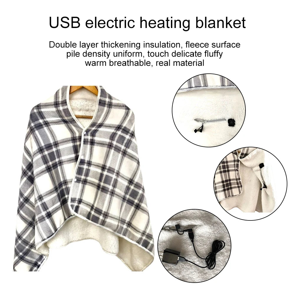 Electric Blanket 3 Heat Settings Wearable Electric Warm Shawl Multifunctional Soft Cold Protection Home Office Back Knee Warmer