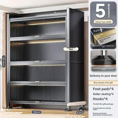 Storage Racks Multi-layer Storage Cabinets, Thickened Carbon Steel, Stainless Steel Feet, Suitable for Kitchen Living Room