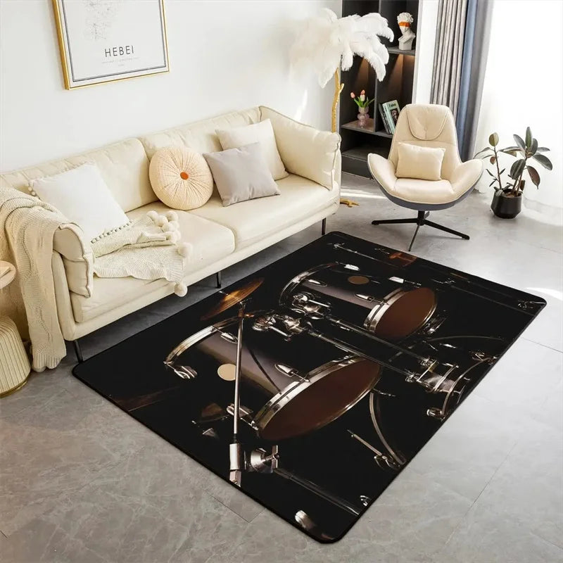 Drum Kit Carpet for Living Room Bedroom Decoration Music Instruments Area Rugs Non-slip Home Lounge Floor Mat Kitchen Doormat