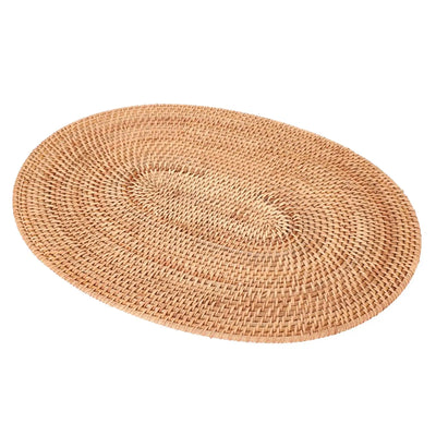 MCGS-Rattan Woven Placemats Oval Round Table Mats Non Slip Heat Resistant Place Mat Natural Multipurpose Placemat 30X40cm