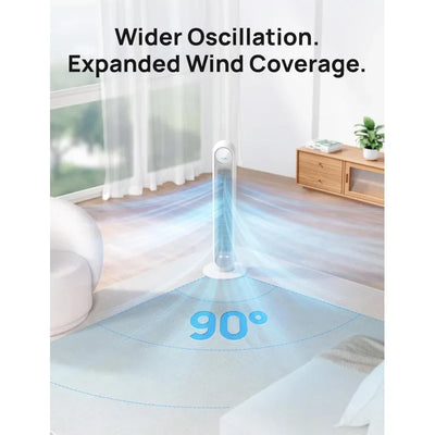 QWTower Bedroom,25Ft/S Velocity Quiet Floor Fan,90° Oscillating Fans For Indoors With 4 Speeds,4 Modes,8H Timer,