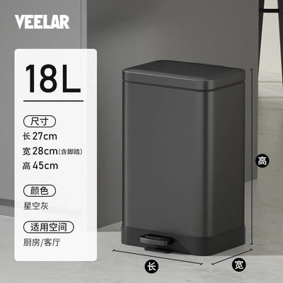 YY Living Room Trash Can Household Kitchen with Lid Simple Style Light Luxury Pedal Type