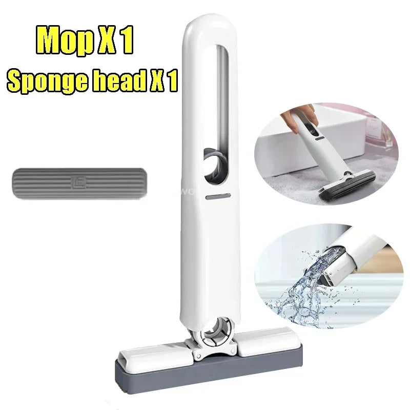 Mini Squeeze Mop Folding Powerful Squeeze with Self-squeezing Small Mop for Family Cars Floor Washing Table Window CleaningTools