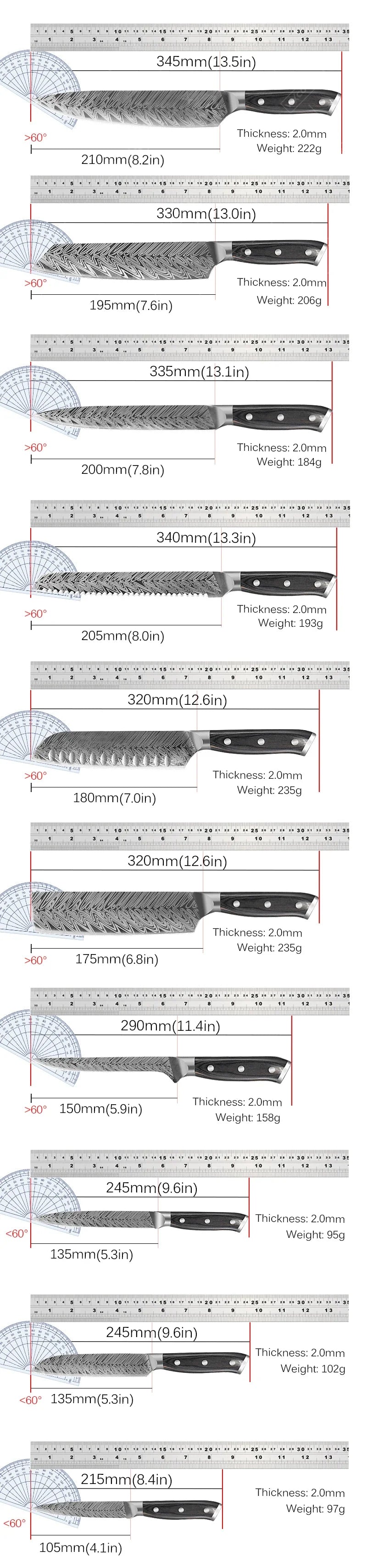 WXCOO Professional Kitchen Chef Knives Set Stainless Steel Boning Knife Damascus Steel Pattern Cleaver Fruit Bread Santoku Knife