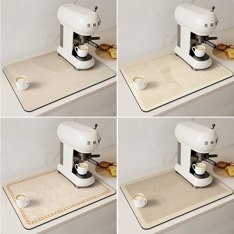 Coffee Machine Mat Drain Pad Quick Dry Dish Drying Mats Super Absorbent Tableware Draining Pad Kitchen Dinnerware Placemat Rug