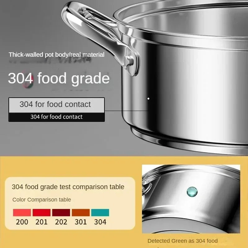 Extra-thick Soup Pot 304 Stainless Steel Induction Cooker Special Gas Cooker Steaming Stew Thickened Double Ear Hot Pot Househol