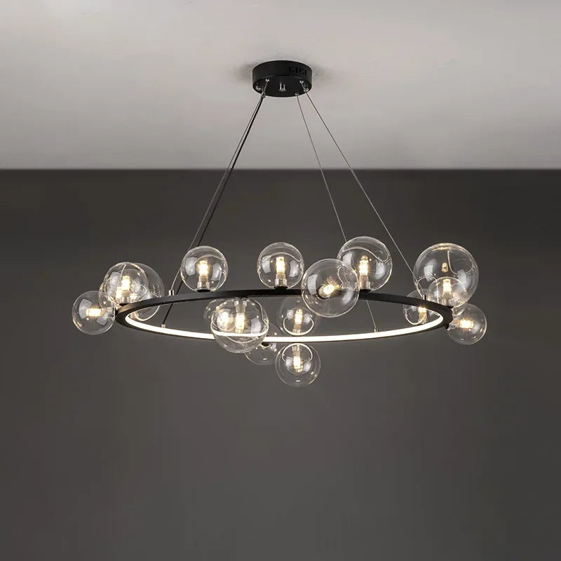 Modern Clear Glass Bubble LED Ceiling Chandelier Hall Restaurant Bedroom Pendant Lights Lighting Fixtures Hanging Lamp Loft Deco