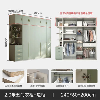 Green Wooden Wardrobe Storage Hanging Large Portable Organizer Wardrobe Bedroom Multifunction Kleiderschrank Room Furniture