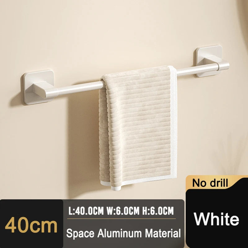 Self-adhesive Home Bathroom Towel Rack Holder Without Drilling Wall Mount Towel Shelf Kitchen Bathroom Accessories Towel Hanger