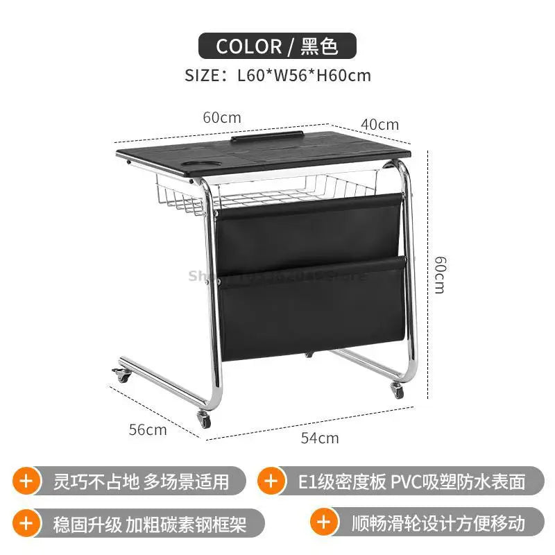 Sofa Side Table Movable Cart Living Room Coffee Table Bedroom Bedside C- Type Middle Cream Wind Wheeled Small Table