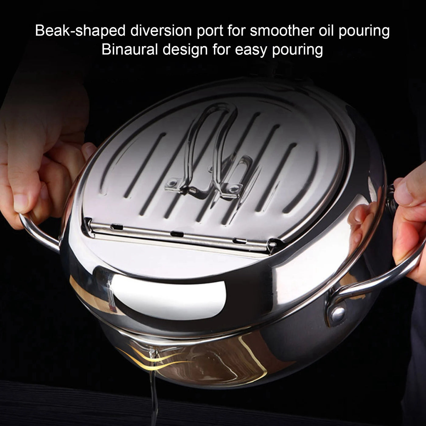 Fryer Pot Japanese  Mini Stainless Steel Frying Pot with Thermometer Induction Cooker Compatible Mini Frying Pot Frying Pot