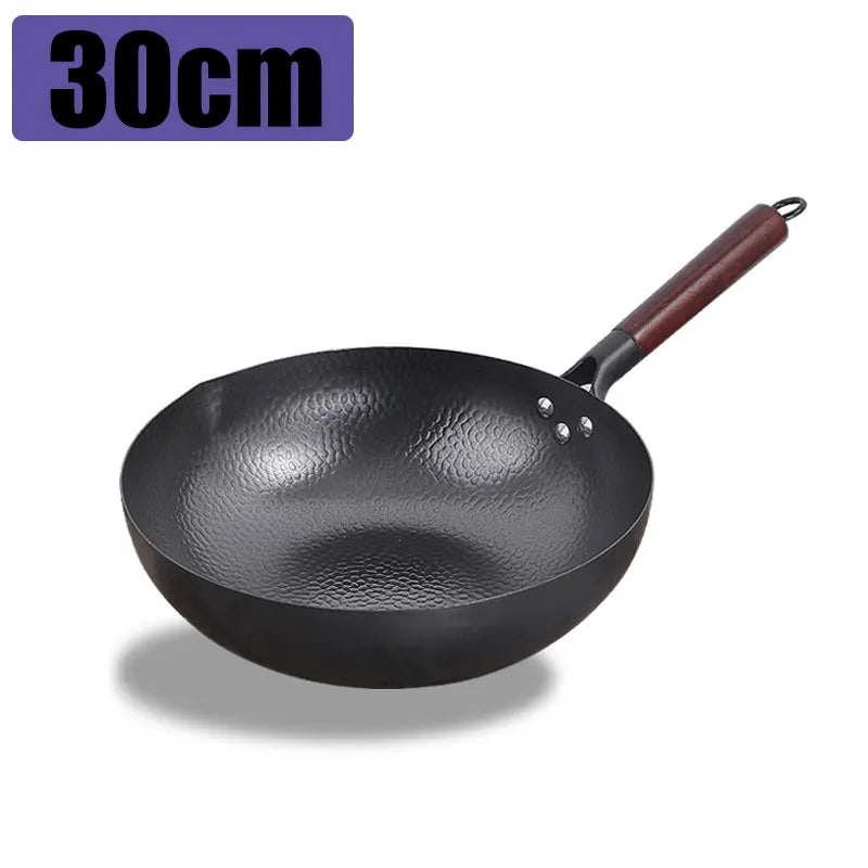 34cm Cast Iron Cauldron Wok Non-stick Skillet Wok Frying Pan Egg Pan Gas Stove Pancake Pan for Home Kitchen Cooking Pots