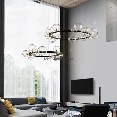 Nordic Creative Maison Pendant Lights Modern Simple Strip Chandelier Restaurant Living Room Luxury Glass Bubble LED Decor