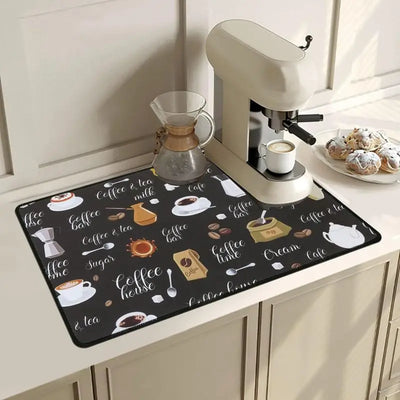 Coffee Cup Drying Mat Non-slip Absorbent Mat Diatoms Tableware Kitchen Counter Drain Mat Coffee Bar Drain Mat