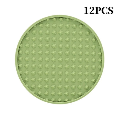 12PCS/Set Silicone Drinking Coasters Drink Coffee Cup Round Cup Mat With Holder Stand Jar Gripper Pads Tableware Accessories