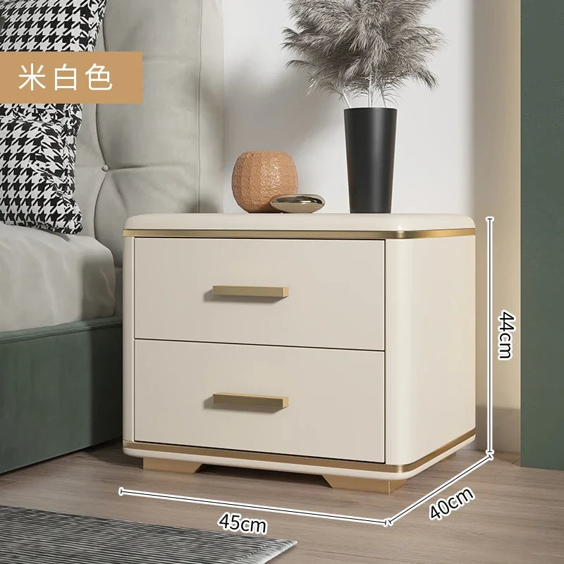 Bedside cabinet, simple, modern, light luxury, simple household small bedroom, bedside cabinet, solid wood, white storage cabine