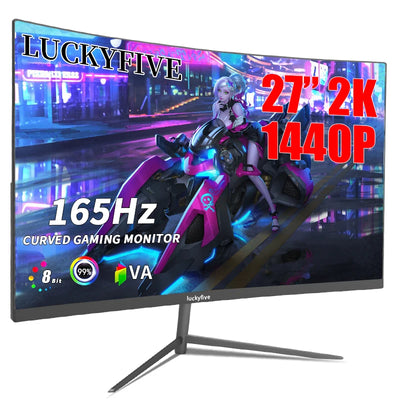 27 Inch 2K 165Hz Curved Gaming Monitor with Speakers, 1ms Response Time, Wide Viewing Angle, VESA Mountable, Support HDMI and DP