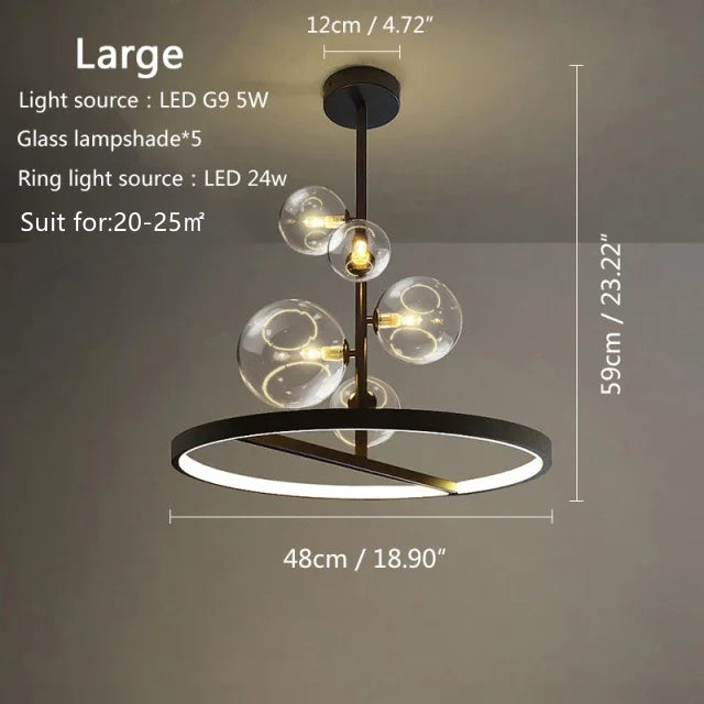 Designer Dining Table Glass Ball Chandelier Bubble Lamp Shade Indoor Led Lighting Ring Light For Kitchen Home Decoration Maison