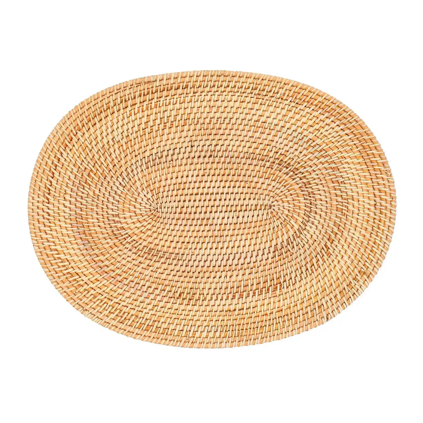 MCGS-2 Pcs Oval Rattan Placemat,Natural Rattan Hand-Woven,Tea Ceremony Accessories,Suitable for Dining Room, Kitchen,Etc