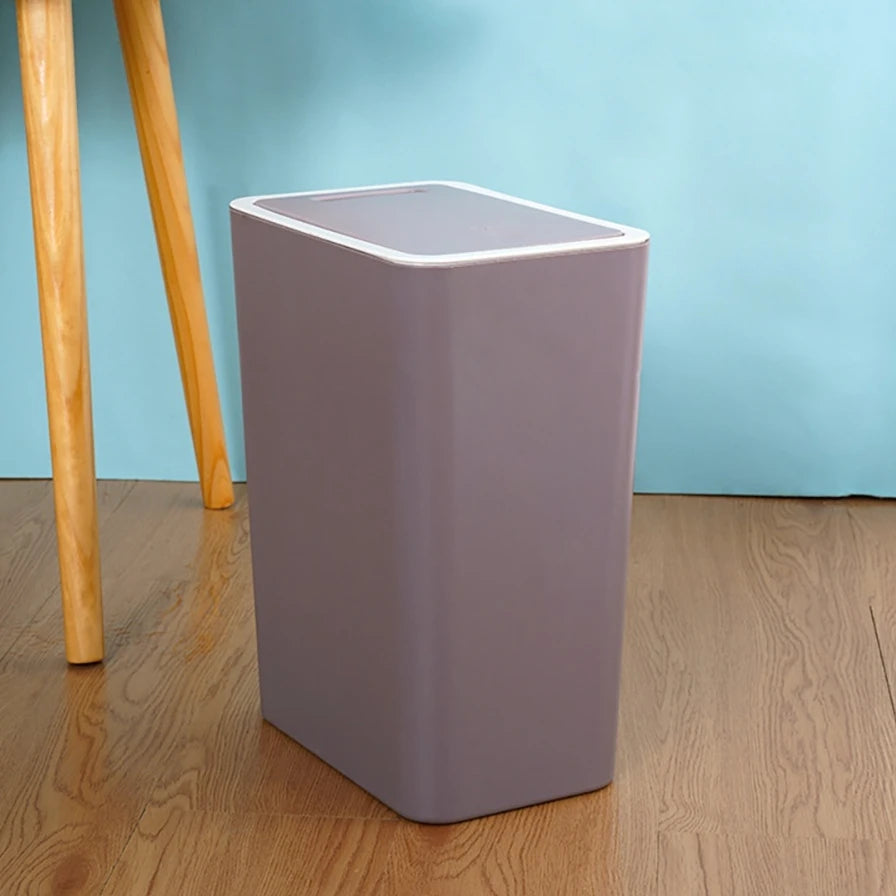 Bathroom Trash Can Large Garbage Can With Press Top Lid For Toilet Bedroom Living Room Plastic Wastebasket With Pop Up Lid