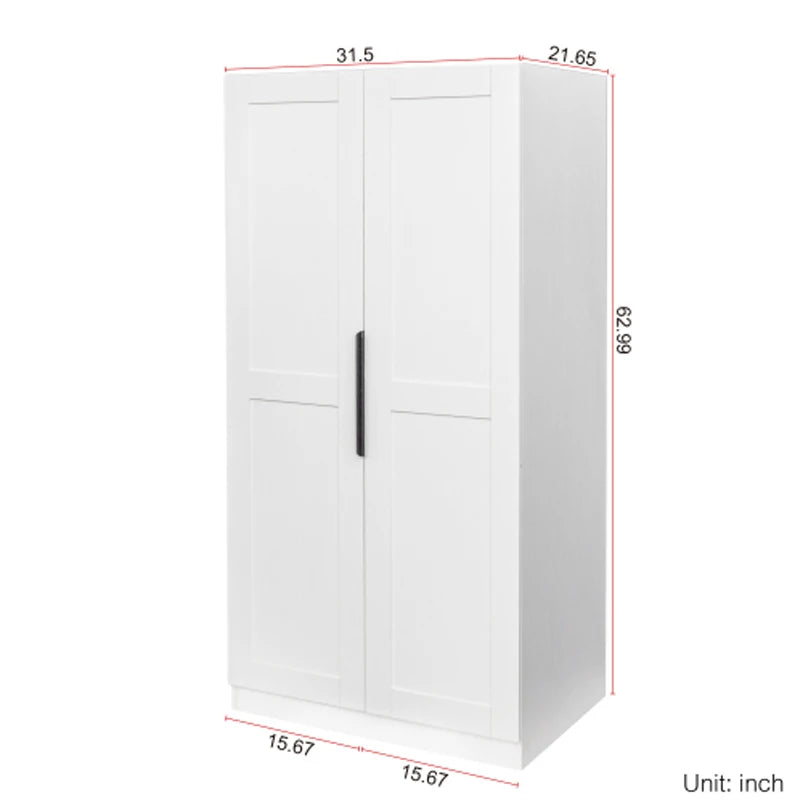 62.99in Kitchen Pantry Cabinet, White Freestanding Buffet Cupboards Sideboard, Kitchen Pantry Storage Cabinet