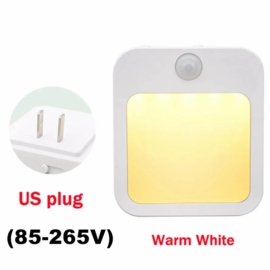 Motion Sensor LED Night Lights AC 110V/220V EU Plug Dimmable Cabinet Light For Baby Bedside Bedroom Corridor Night Lamp Lighting