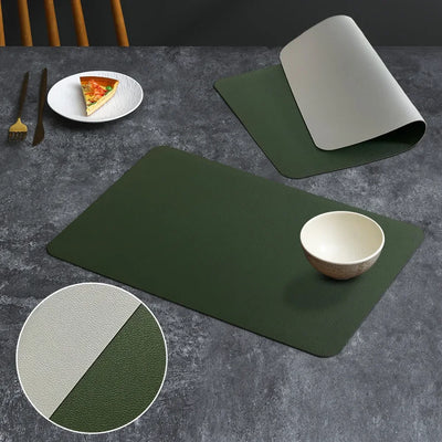 PVC Double-sided Lychee Patterned Leather Dining Table Mat Hotel Home Dining Plate Anti Slip Bowl Square Insulation Mat