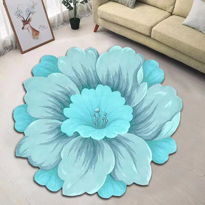 VIKAMA 60X60CM Crystal Pile Carpet Floral Living Room Bedroom Kids Room Non-Slip Cushioned Washable Mat Stain-resistant Rug