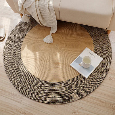 Jute Round Carpets For Living Room Bedroom Home Decor Sisal Patchwork Mat Rugs Hotel Garden Coffee Table Mats Woven Retro Style