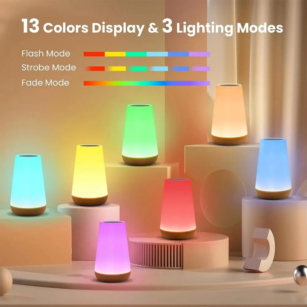 Night Light 13 Colors Changing RGB Lamp Remote Control Touch Dimmable Lamp Portable Table Bedside Lamps USB Rechargeable Lamps