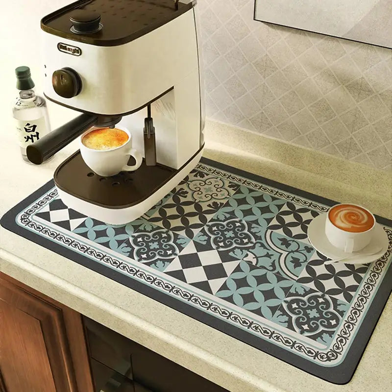 Super Absorbent Coffee Machine Drying Mat Soft Diatom Mud Draining Pad Non-Slip Dish Drying Mat For Kitchen Countertop