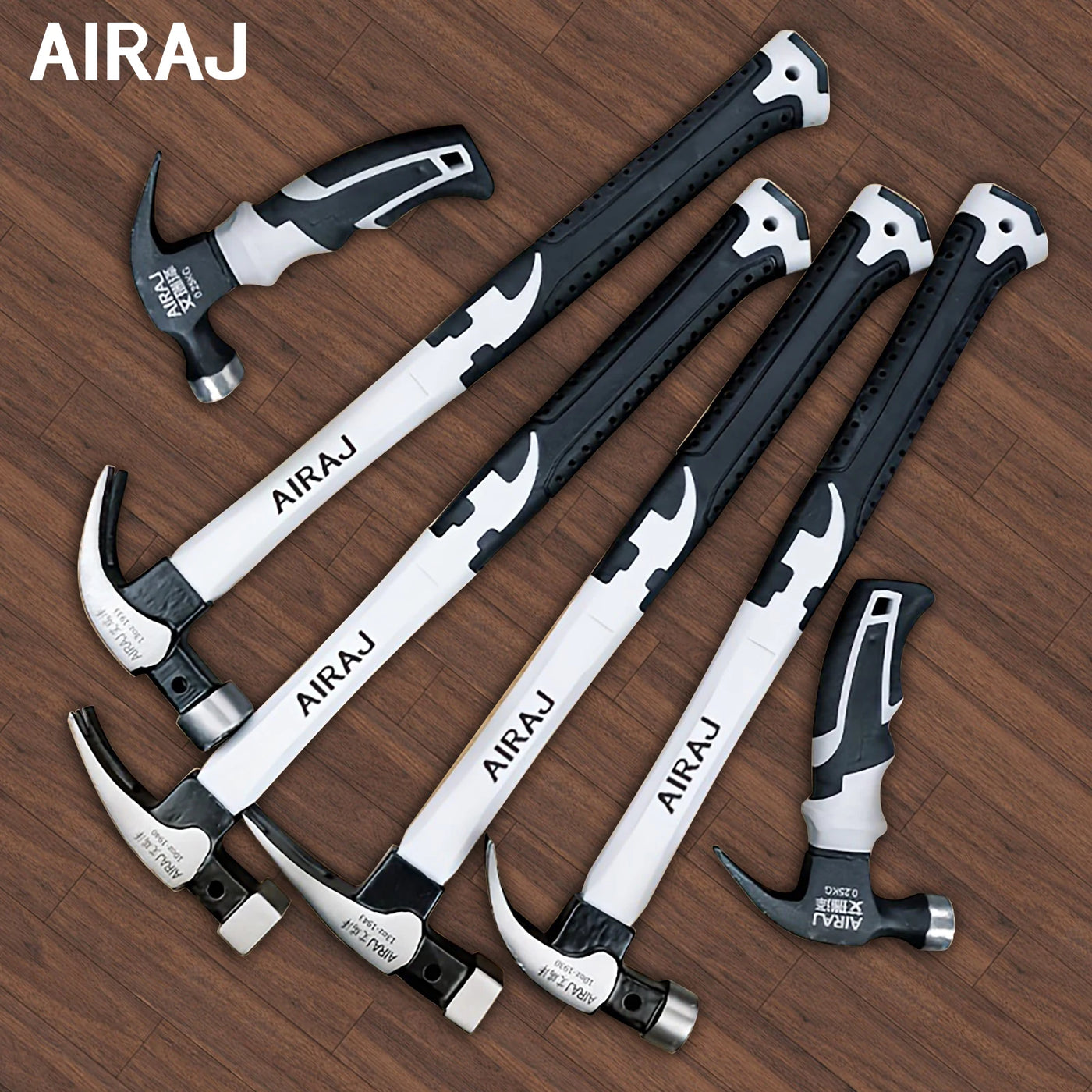 AIRAJ 6-Piece Multifunctional Mini Sheep Horn Hammer 400Mm Engineering Rubber Handle Lightweight Portable Woodworking Window Bre