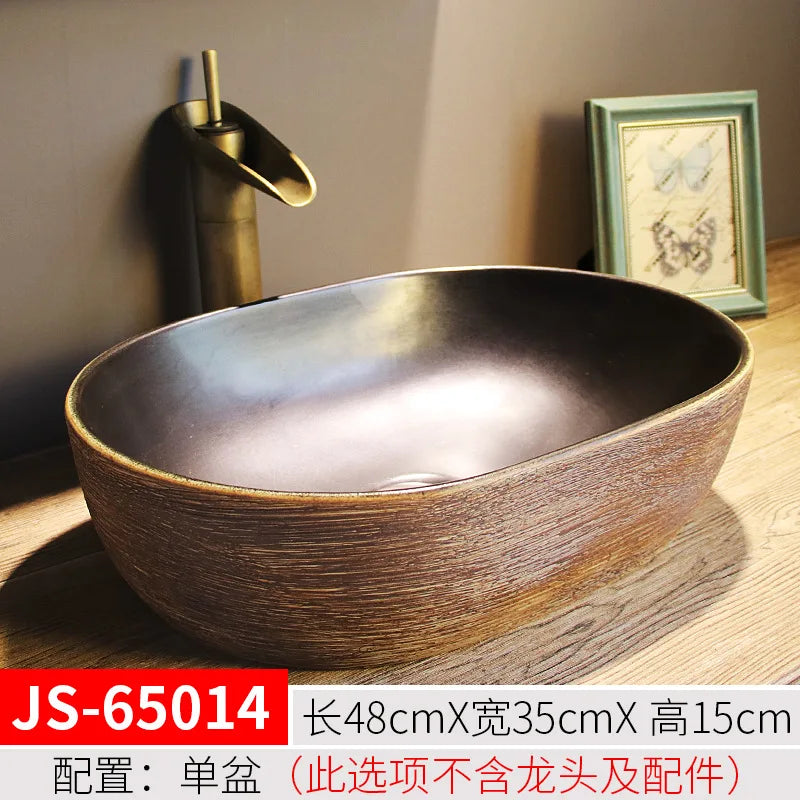 Jingdezhen Art Inter-Platform Basin Chinese New Style Ceramic Washbasin Bathroom Table Wash Basin