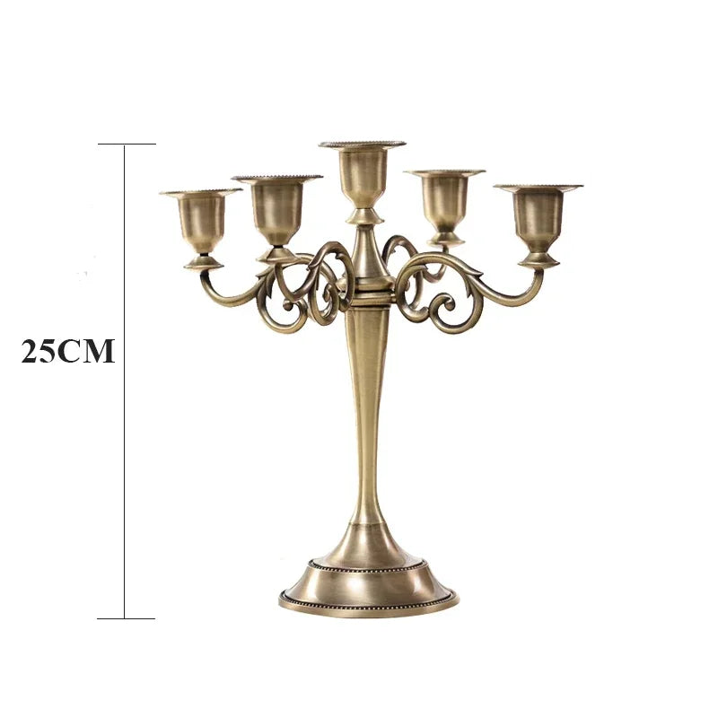 Home decor Bronze Candelabra Metal 5/3 arms Candle Holders Wedding Decoration Candlesticks Event Candle Stand Table Centerpiece