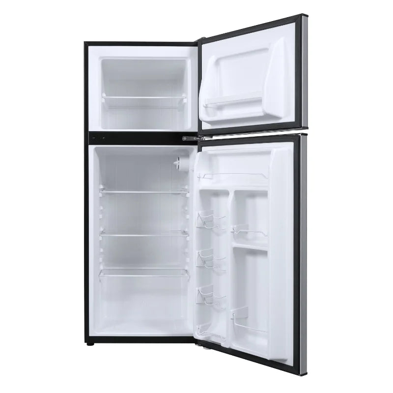 Galanz 4.6. Cu ft Two Door Mini Refrigerator with Freezer, Stainless Steel