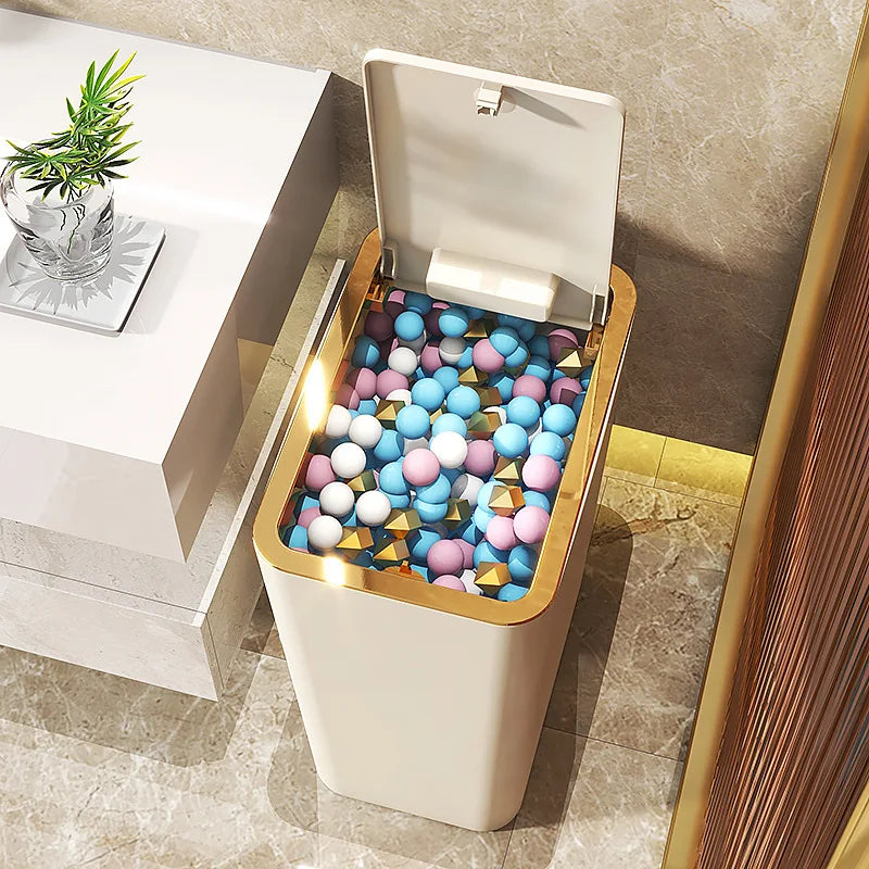 Garbage Bin For Household Square Press Style Luxury Style Living Room Kitchen Bathroom With Lid Garbage Bin