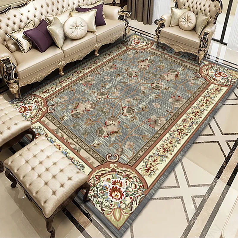 Chinese Style Carpet Big Size Rectangle Luxury Rugs Home Living Room Decoration Non Slip Washable Bedroom Bathroom Polyester Mat