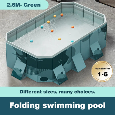 Large Swimming Pool for Family Foldable Non-Inflatable Frame Pools 1.6-3M Wear-Resistant Garden Outdoor Summer Water Games Kids