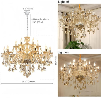 Crystal Chandelier 18 Lights,Contemporary Crystal Ceiling Chandelier Lighting Fixture Candle Style Base for Hallway (18 Lights)